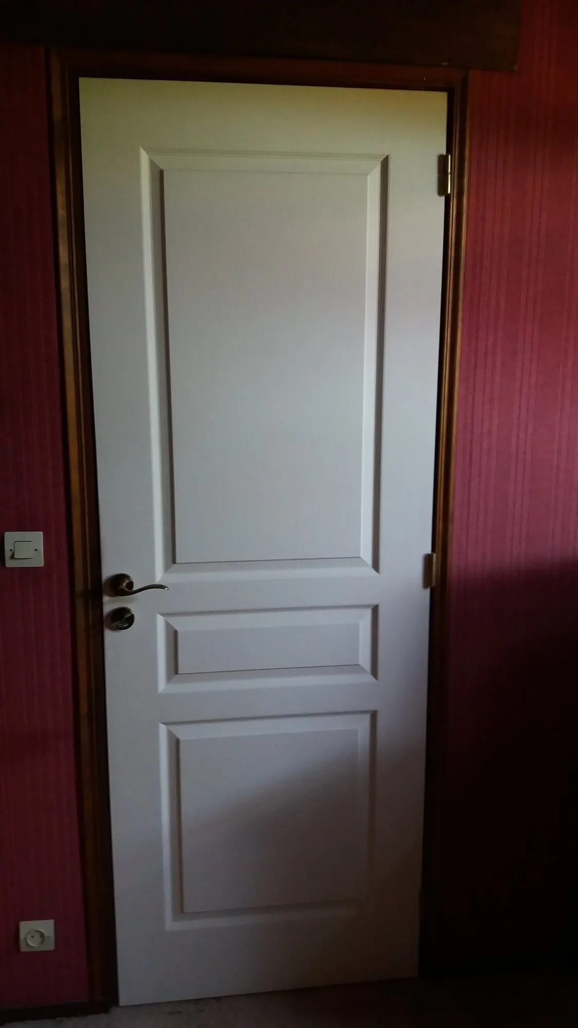 Porte intérieure à panneaux moulurés, peinte en blanc
